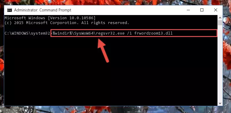 Deleting the Frwordzoom13.dll file's problematic registry in the Windows Registry Editor