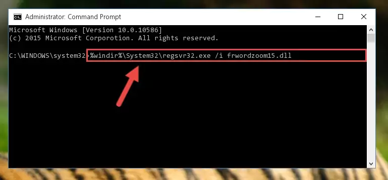 Reregistering the Frwordzoom15.dll file in the system (for 64 Bit)
