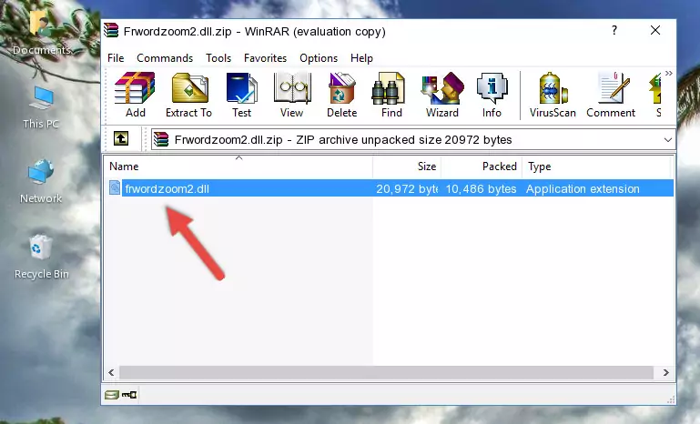 Pasting the Frwordzoom2.dll file into the software's file folder