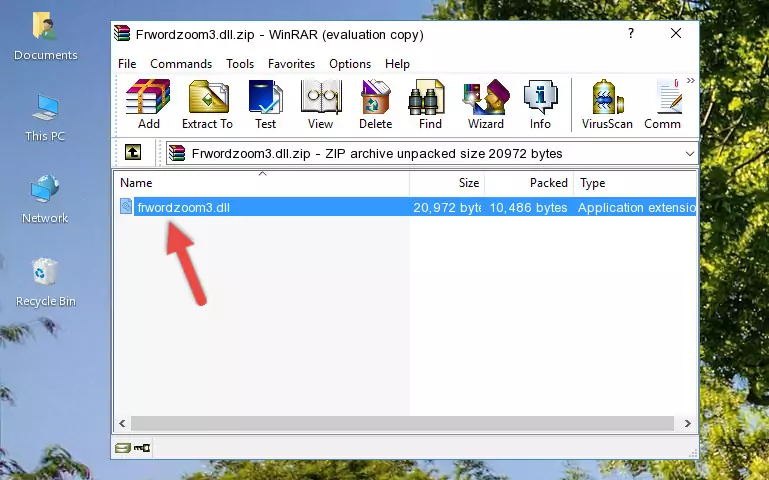 Copying the Frwordzoom3.dll library into the installation directory of the program.