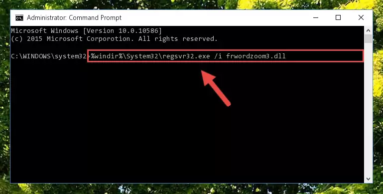 Deleting the Frwordzoom3.dll library's problematic registry in the Windows Registry Editor