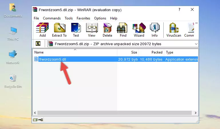 Copying the Frwordzoom5.dll file into the software's file folder