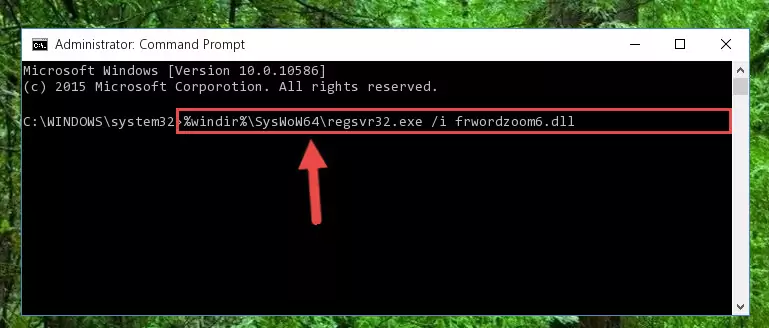 Uninstalling the Frwordzoom6.dll file from the system registry