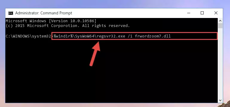 Deleting the damaged registry of the Frwordzoom7.dll
