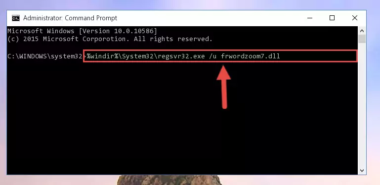 Extracting the Frwordzoom7.dll file from the .zip file
