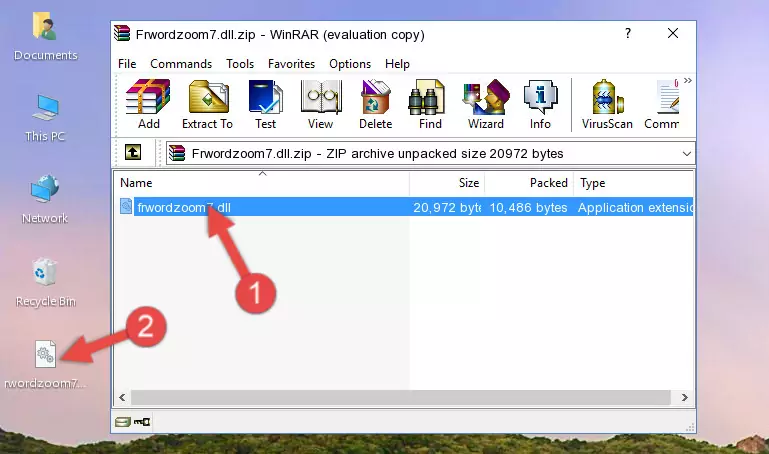 Copying the Frwordzoom7.dll file into the software's file folder