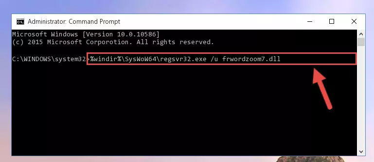 Reregistering the Frwordzoom7.dll file in the system