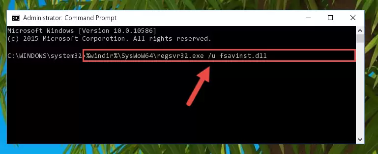 Reregistering the Fsavinst.dll file in the system
