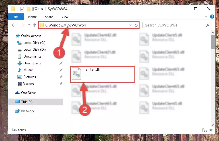 Extracting the Fsfilter.dll library to the desktop