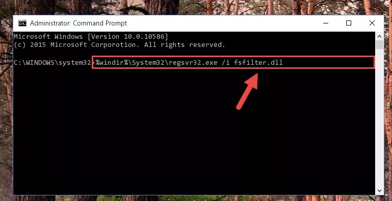Deleting the Fsfilter.dll library's problematic registry in the Windows Registry Editor