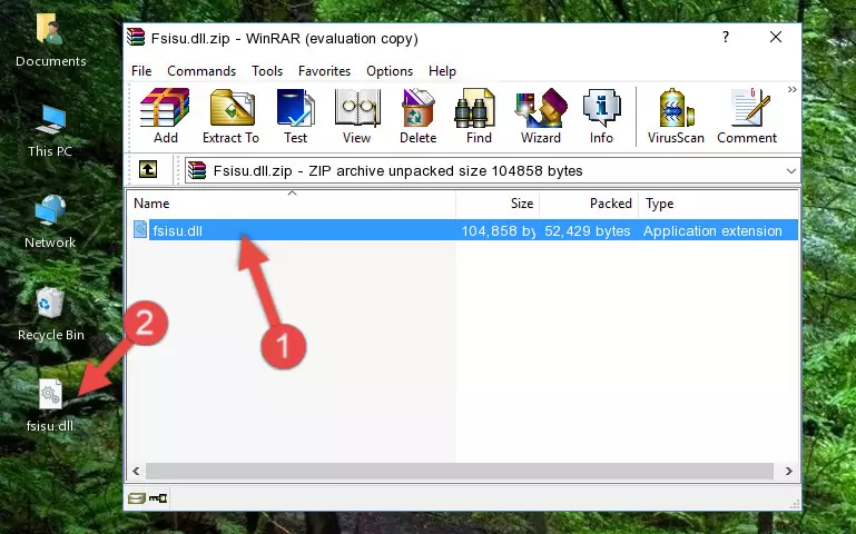Pasting the Fsisu.dll file into the software's file folder