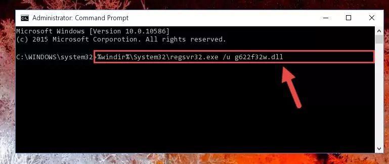 Reregistering the G622f32w.dll library in the system