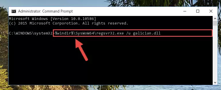 Reregistering the Galician.dll file in the system