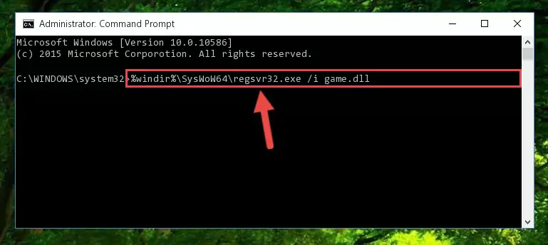 Deleting the damaged registry of the Game.dll