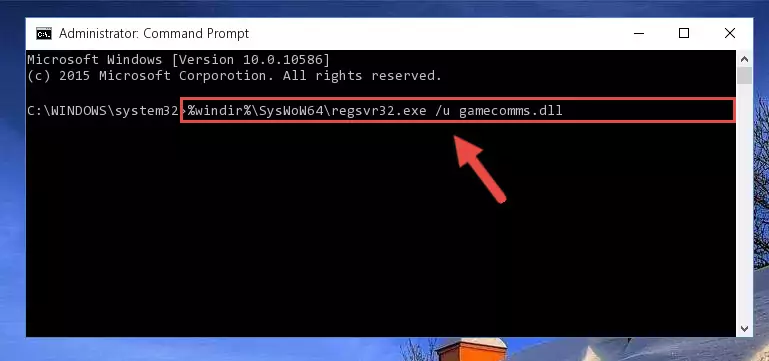 Creating a new registry for the Gamecomms.dll library in the Windows Registry Editor