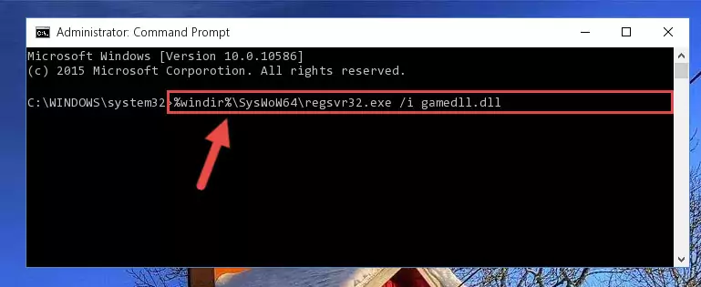 Deleting the Gamedll.dll library's problematic registry in the Windows Registry Editor