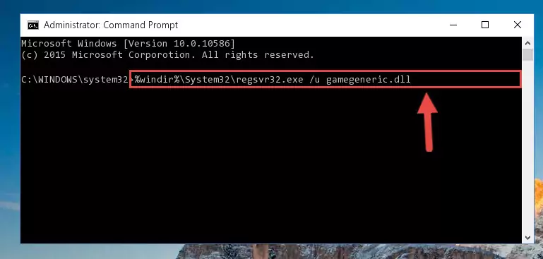 Creating a new registry for the Gamegeneric.dll library in the Windows Registry Editor