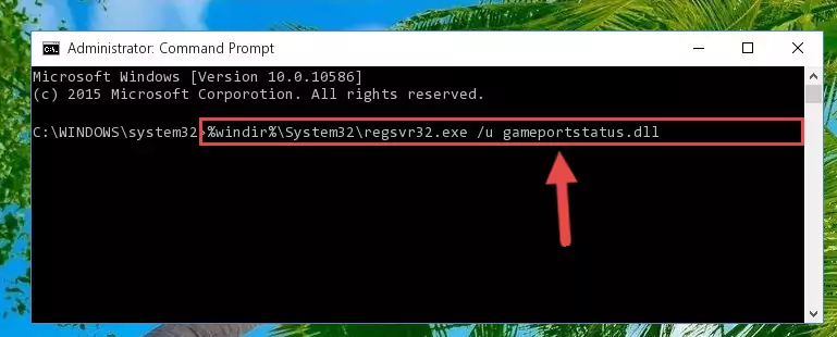 Reregistering the Gameportstatus.dll library in the system