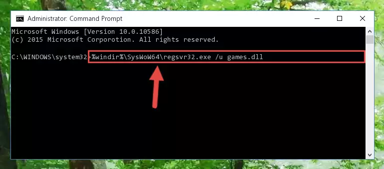 Reregistering the Games.dll file in the system