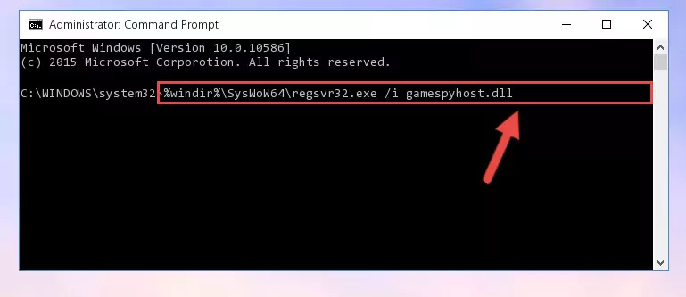 Cleaning the problematic registry of the Gamespyhost.dll library from the Windows Registry Editor