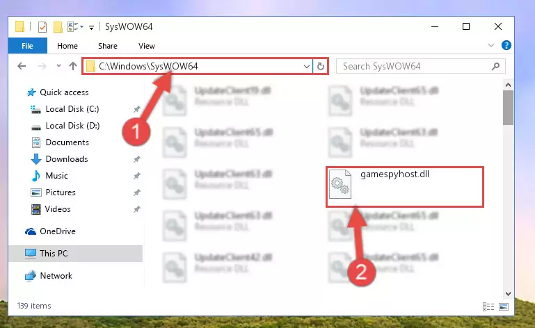 Pasting the Gamespyhost.dll library into the Windows/sysWOW64 directory