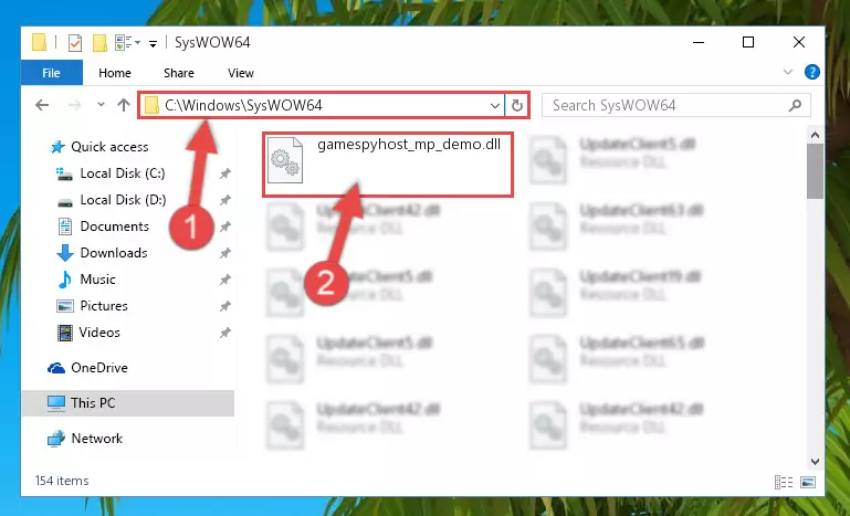 Pasting the Gamespyhost_mp_demo.dll file into the Windows/sysWOW64 folder