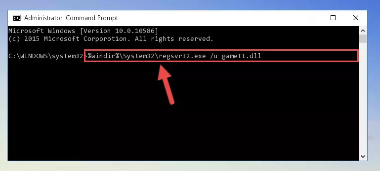 Creating a new registry for the Gamett.dll file
