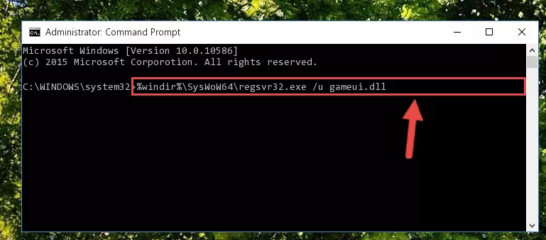 Reregistering the Gameui.dll file in the system
