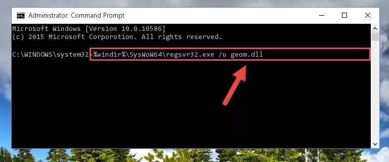 Reregistering the Geom.dll library in the system