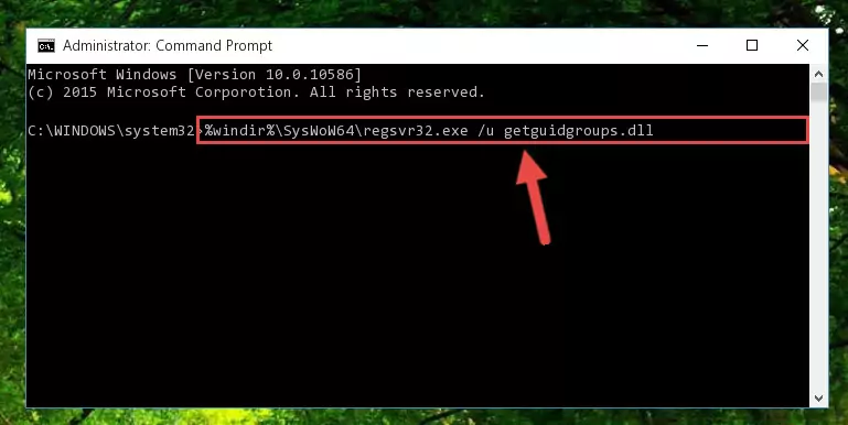 Reregistering the Getguidgroups.dll library in the system