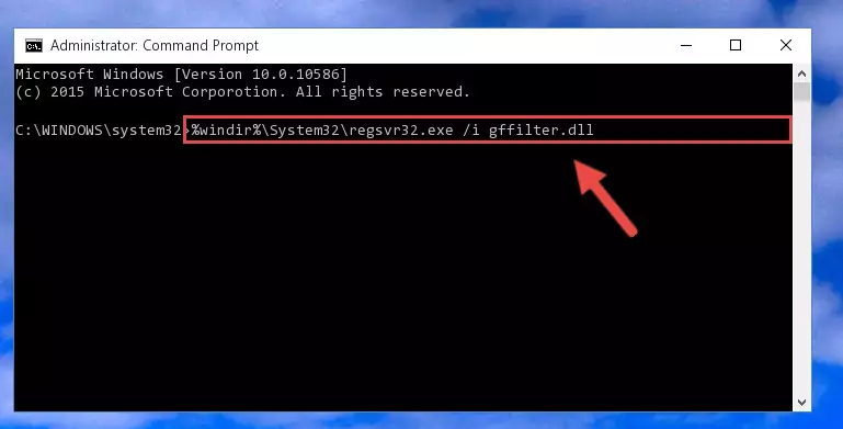 Uninstalling the Gffilter.dll library from the system registry