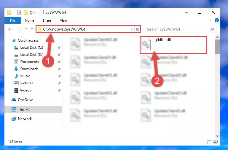 Extracting the Gffilter.dll library to the desktop
