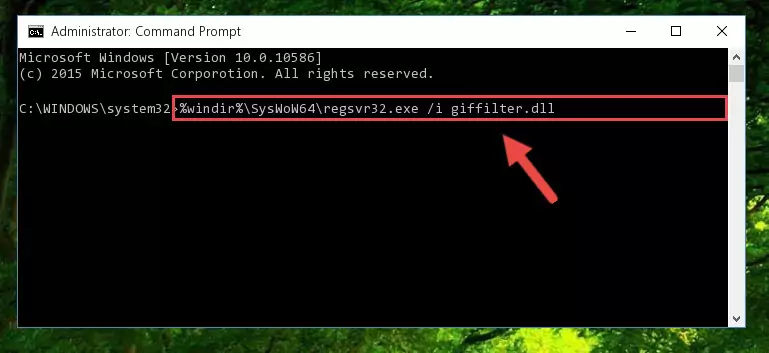 Cleaning the problematic registry of the Giffilter.dll file from the Windows Registry Editor
