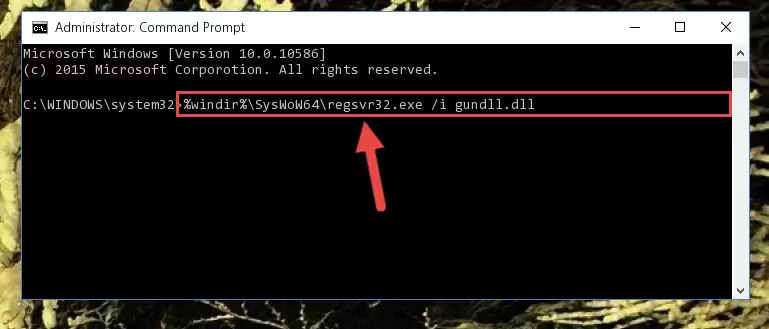 Deleting the Gundll.dll library's problematic registry in the Windows Registry Editor