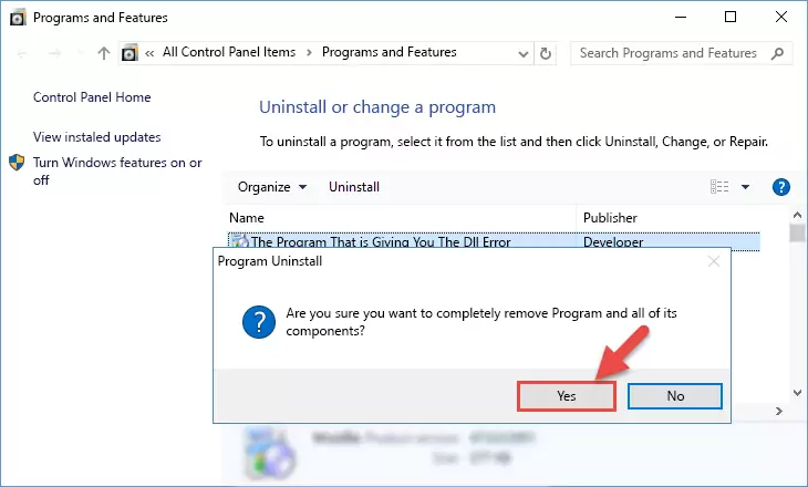 Following the confirmation and steps of the software uninstall process