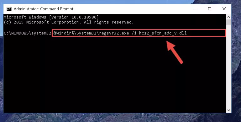 Reregistering the Hc12_sfcn_adc_v.dll library in the system (for 64 Bit)