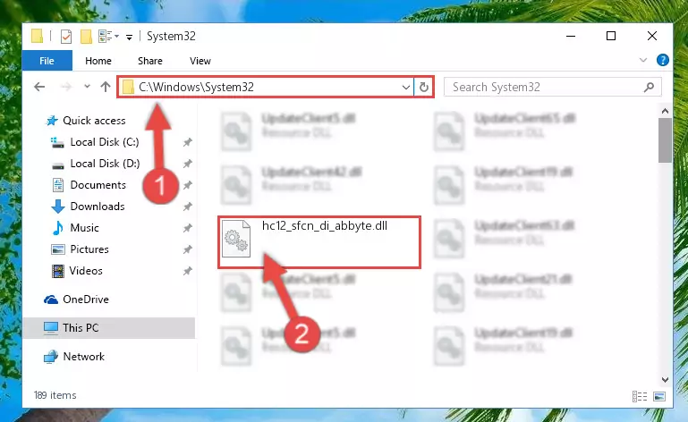 Copying the Hc12_sfcn_di_abbyte.dll library to the Windows/sysWOW64 directory