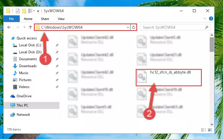 Extracting the Hc12_sfcn_di_abbyte.dll library to the desktop