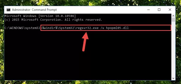 Creating a new registry for the Hpopml05.dll library in the Windows Registry Editor