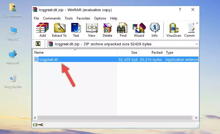 Pasting the Icqgreet.dll file into the software's file folder