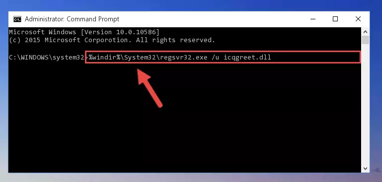 Reregistering the Icqgreet.dll file in the system