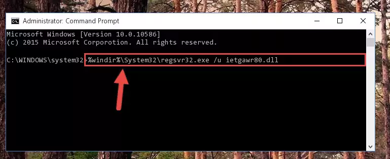 Reregistering the Ietgawr80.dll library in the system