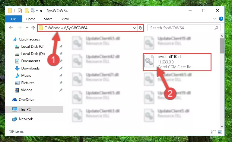 Pasting the Ievctintl110.dll file into the Windows/sysWOW64 folder