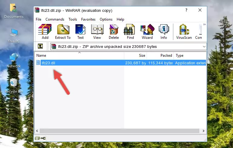 Pasting the Ifc23.dll file into the software's file folder