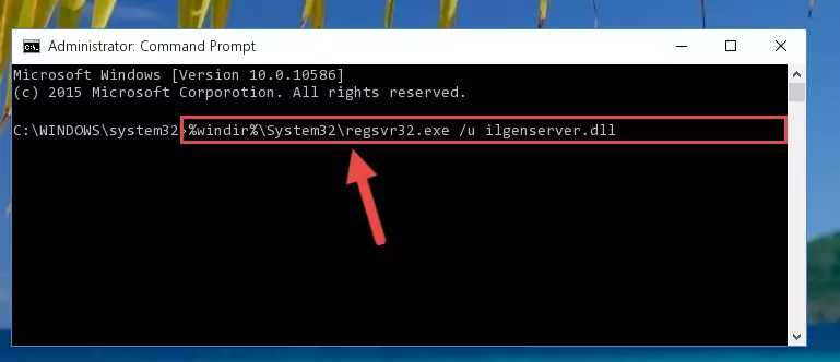 Reregistering the Ilgenserver.dll library in the system