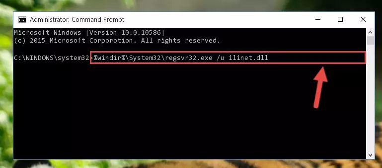 Reregistering the Ilinet.dll file in the system