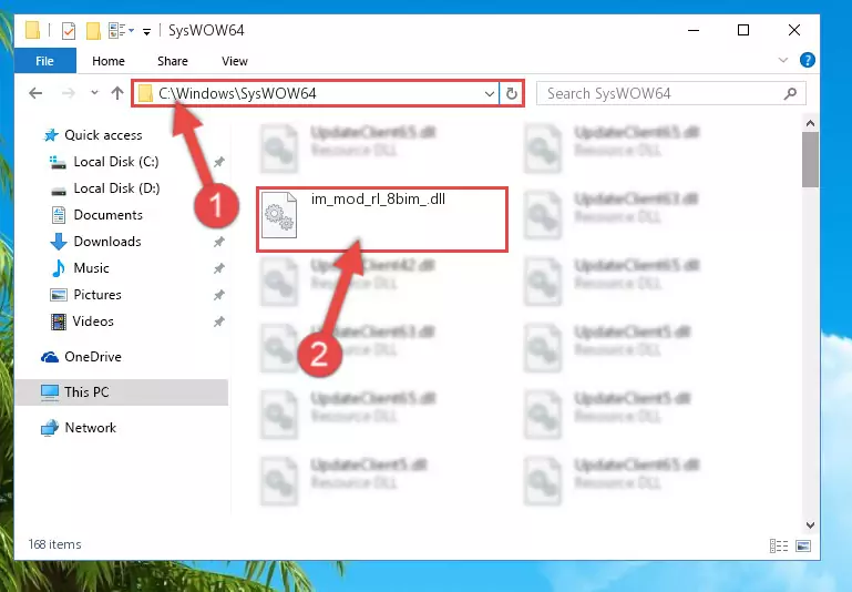 Copying the Im_mod_rl_8bim_.dll library to the Windows/sysWOW64 directory