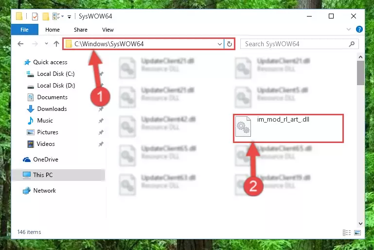 Copying the Im_mod_rl_art_.dll library to the Windows/sysWOW64 directory