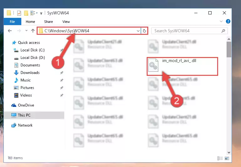Copying the Im_mod_rl_avi_.dll library to the Windows/sysWOW64 directory
