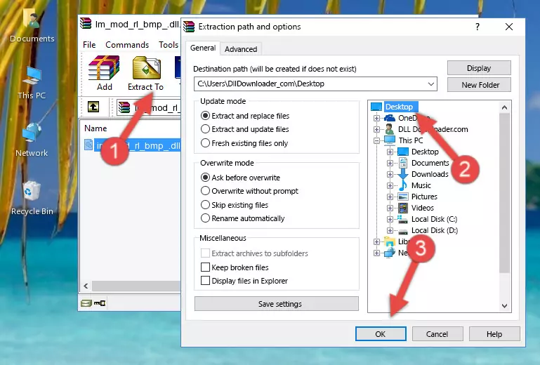 Copying the Im_mod_rl_bmp_.dll library into the Windows/System32 directory